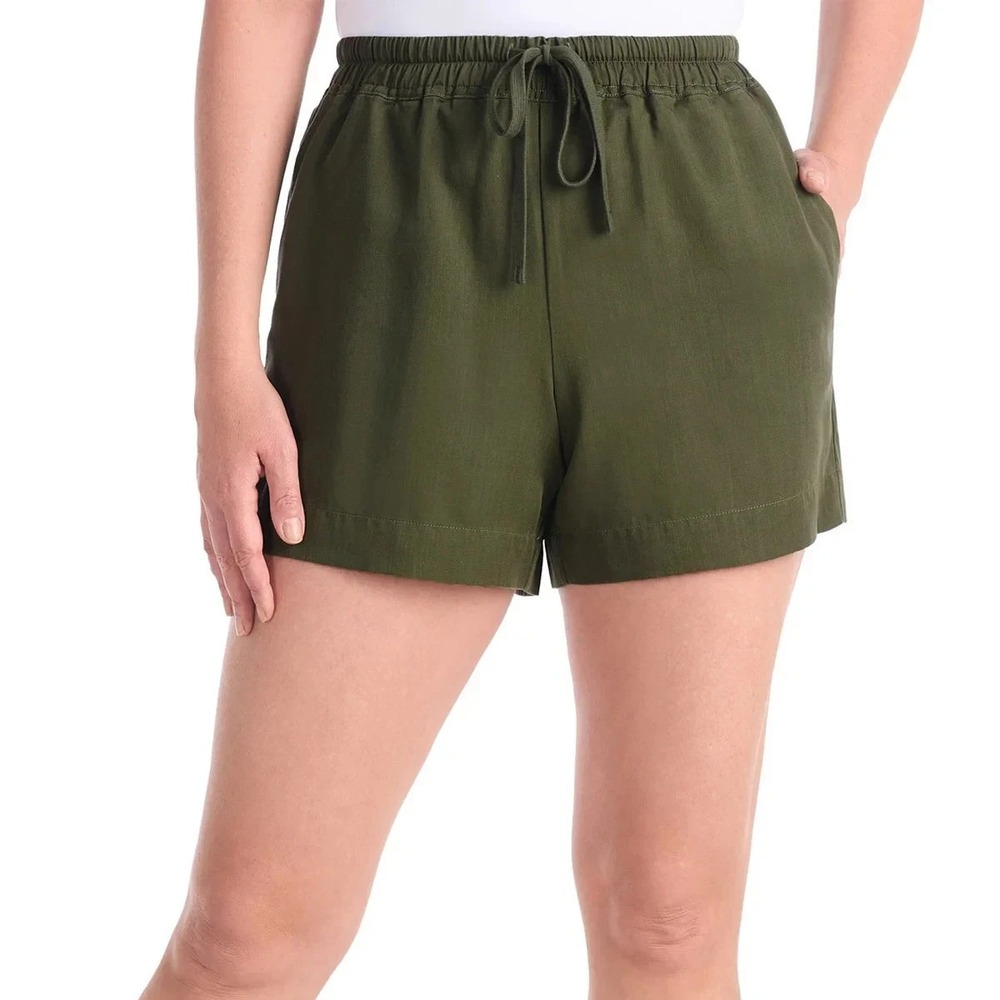 Hilary Radley Women's Pull-On with Side Seam Pockets Shorts, Green, 2XL, New